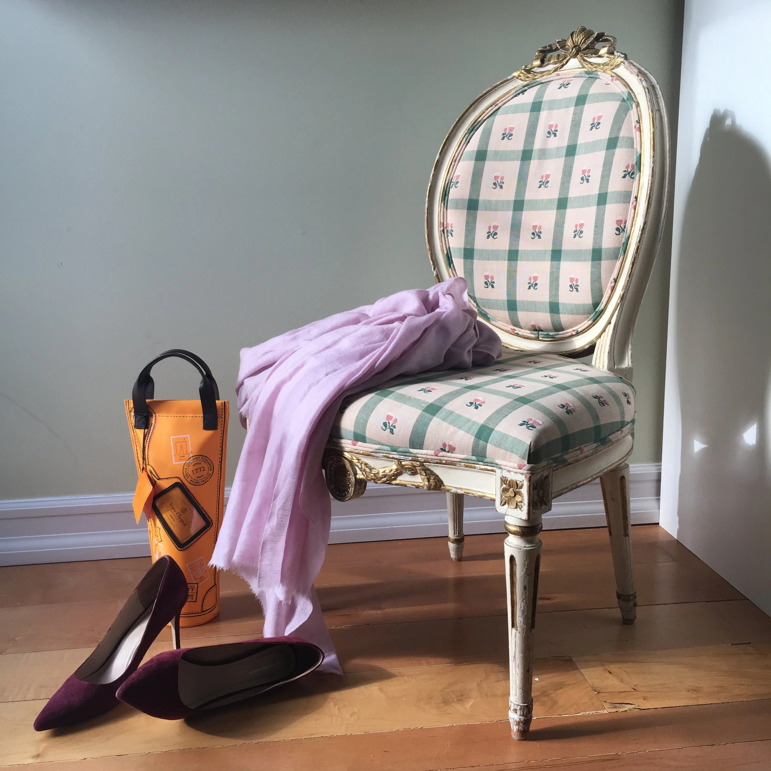 Pair of Gustavian Style Gilded and Painted Swedish Side Chairs