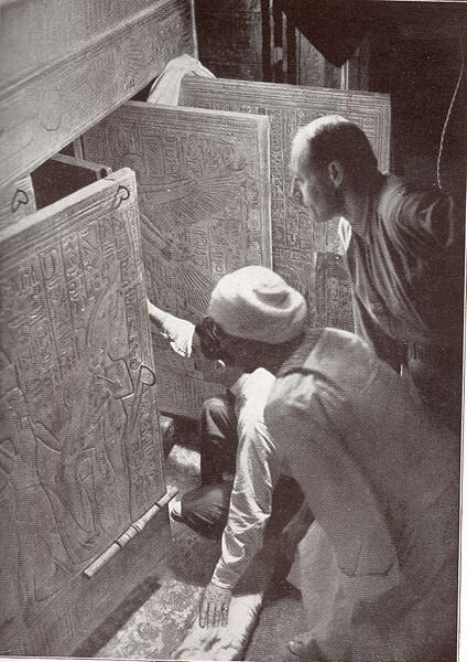 Howard Carter opening the tomb of Tutankhamun