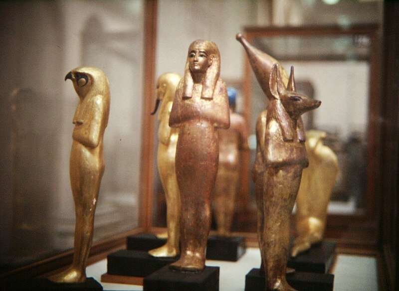 Gold statues of the gods in Tutankhamun's tomb