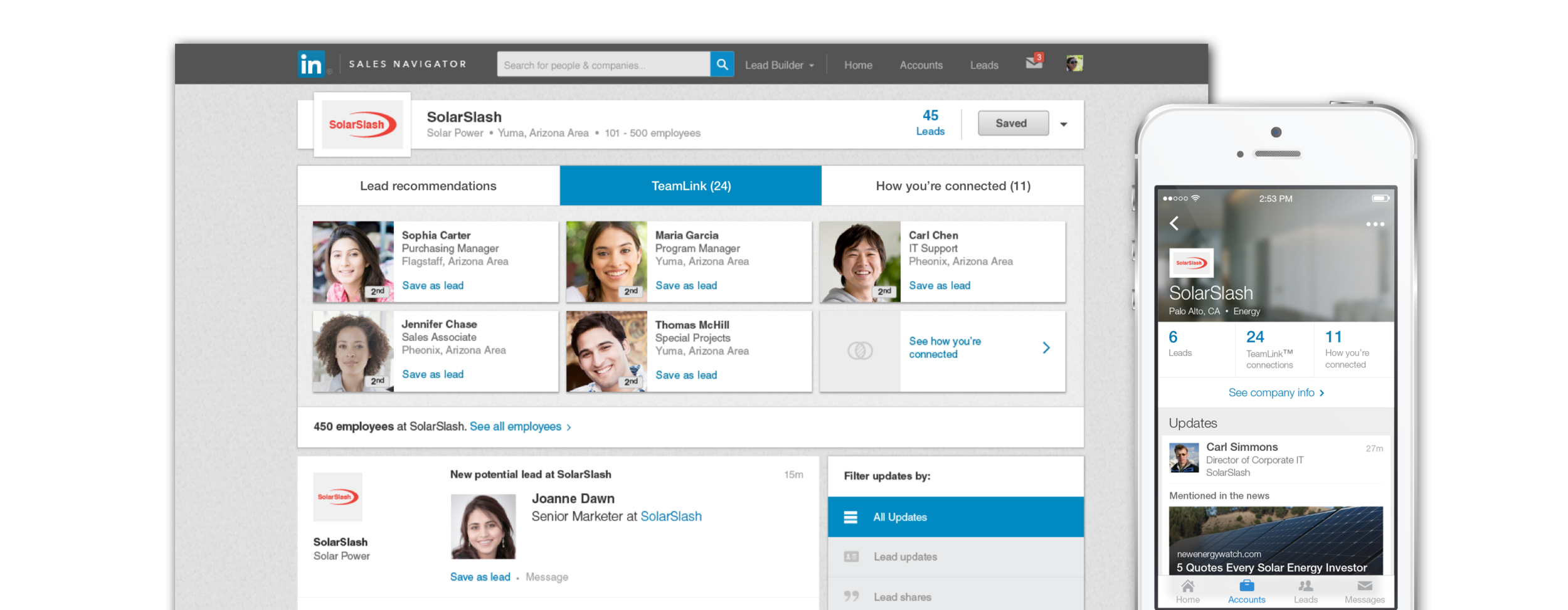 An example of an account page, on desktop and mobile