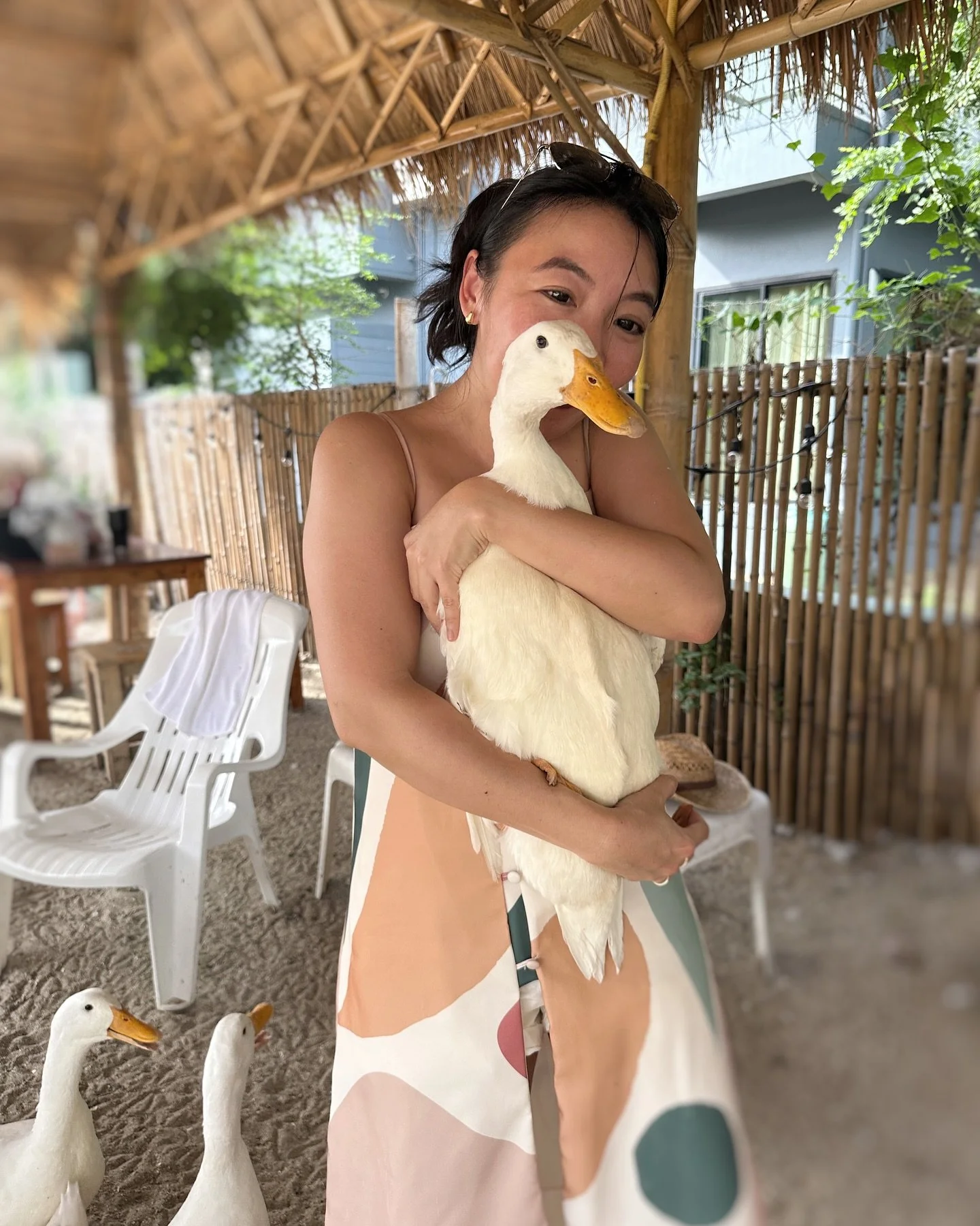 Happy birthday to me! 

Celebrating my birthday in Thailand with my family this year. 
Away from my own birdies Mossy and Sunny. Hope they don&rsquo;t mind me hugging the bigger version of them 🦆