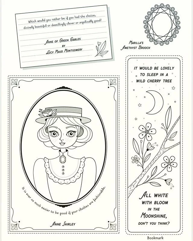Download this coloring page on my site! The site link is above, when you are there go to the souvenir shop in the menu to get a printable version.  #anneofgreengables #coloringpage #anneshirley #lucymaudmontgomery #princeedwardisland #annewithane