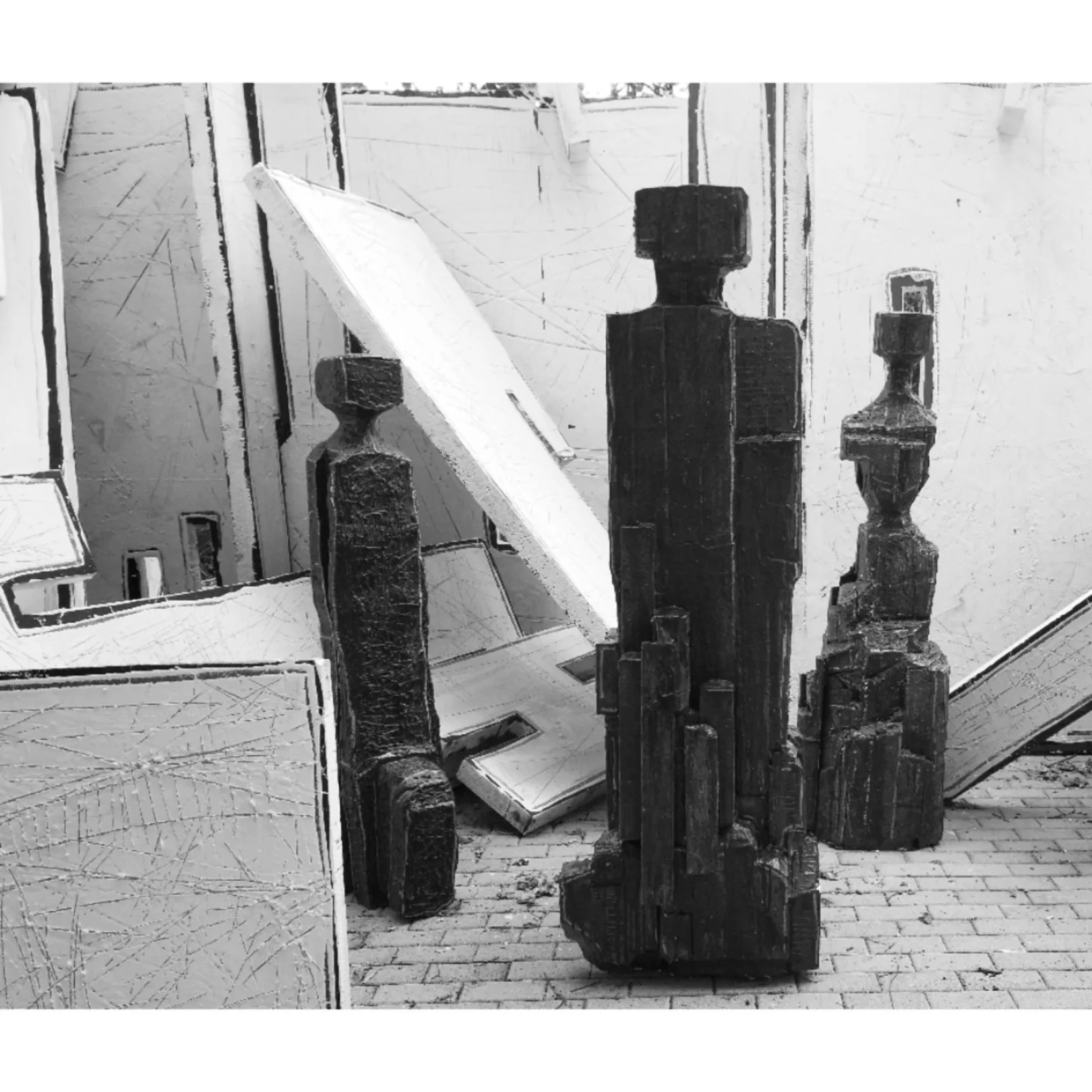 3 Forms, 8ft x 8ft x 8ft,  2022 Polystyrene + Lime Plaster