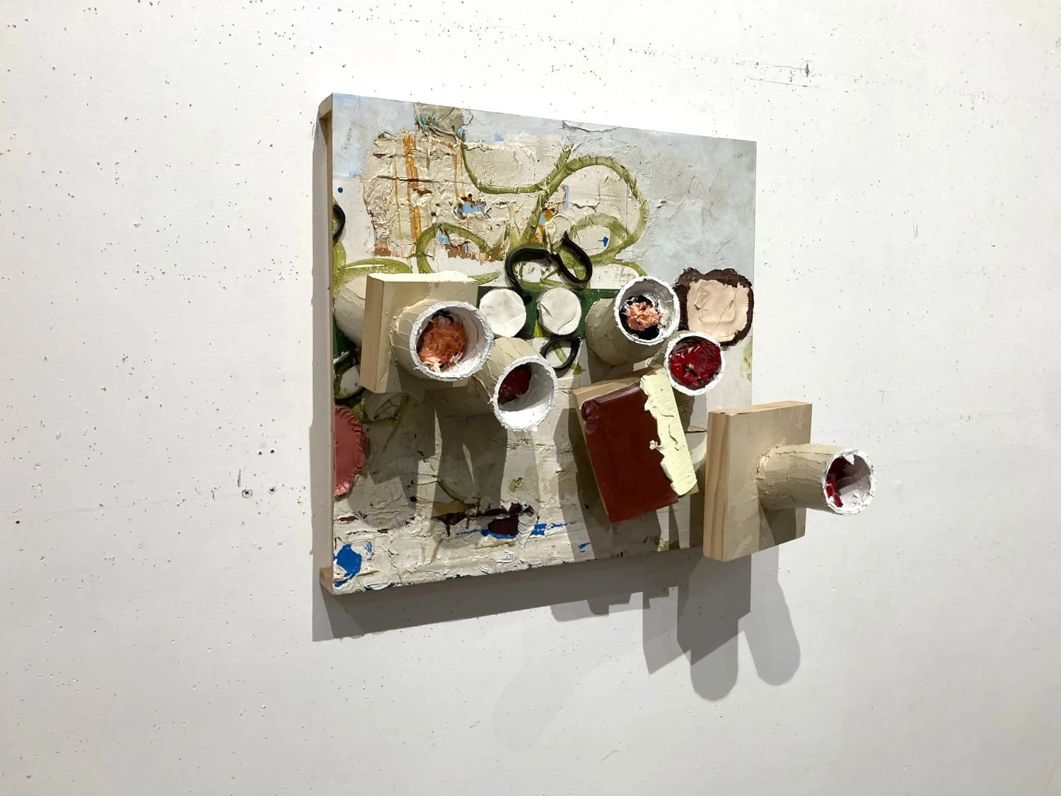 ‘Mixed Use Barnacle Development’, 2023, 24”x26”x10”, oil, ink, latex & enamel on wood panel construction.  Retail ($3000.00) 