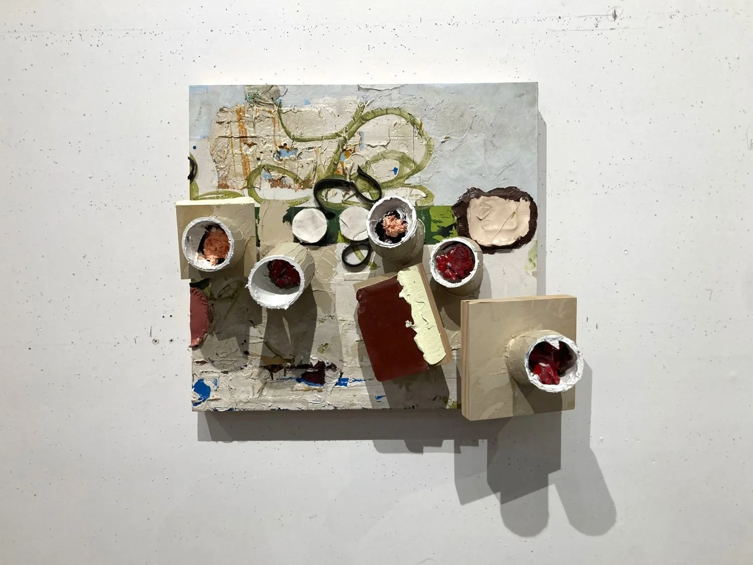 ‘Mixed Use Barnacle Development’, 2023, 24”x26”x10”, oil, ink, latex & enamel on wood panel construction.  Retail ($3000.00) 