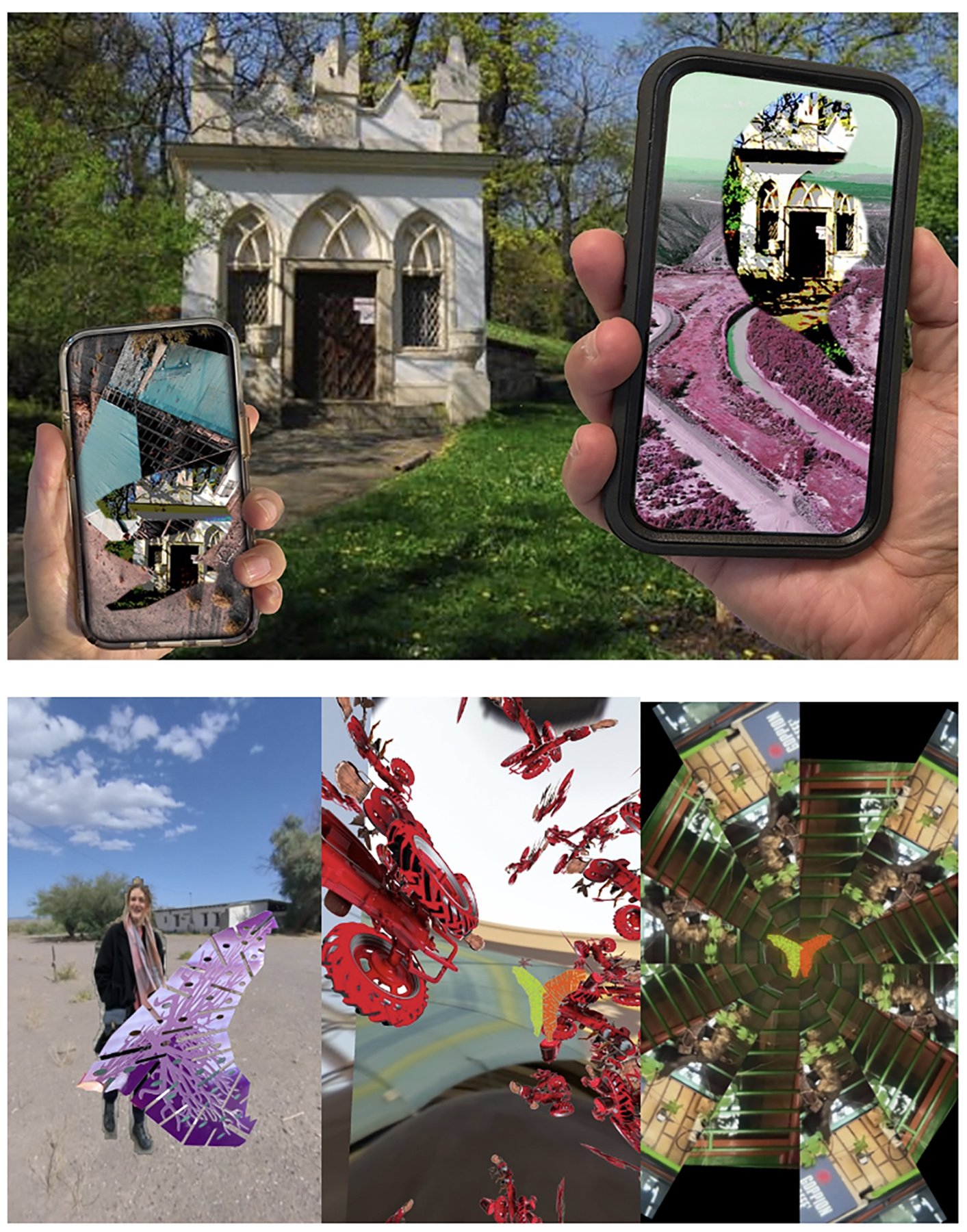    Hinges of the Western Hemisphere,   in collaboration with Eugene Ahn, 2024, interactive video installation with augmented reality feature, dimensions variable, Prague, Belgrade &amp; Novi Sad, Serbia 