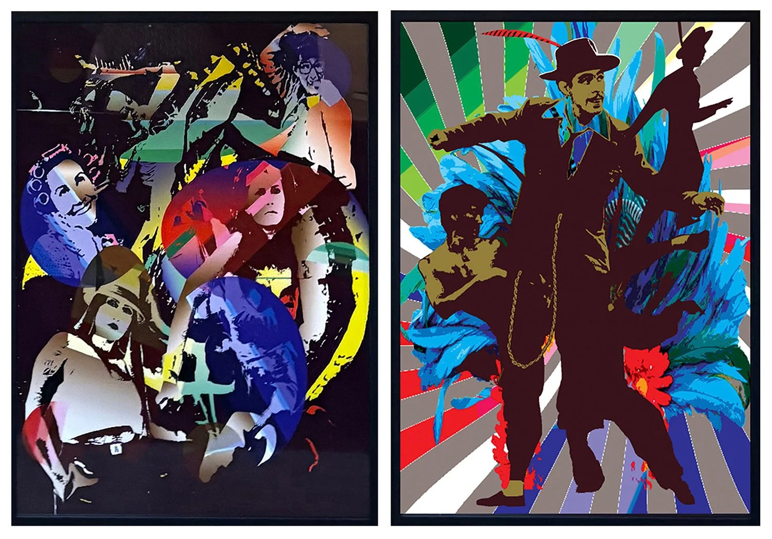    Super Humor y Valor (totém),   diptych, 2025, printed digital collage, framed, designed for the exhibition Smiling in Chaos, Bogotá, 24x 18 inches each 