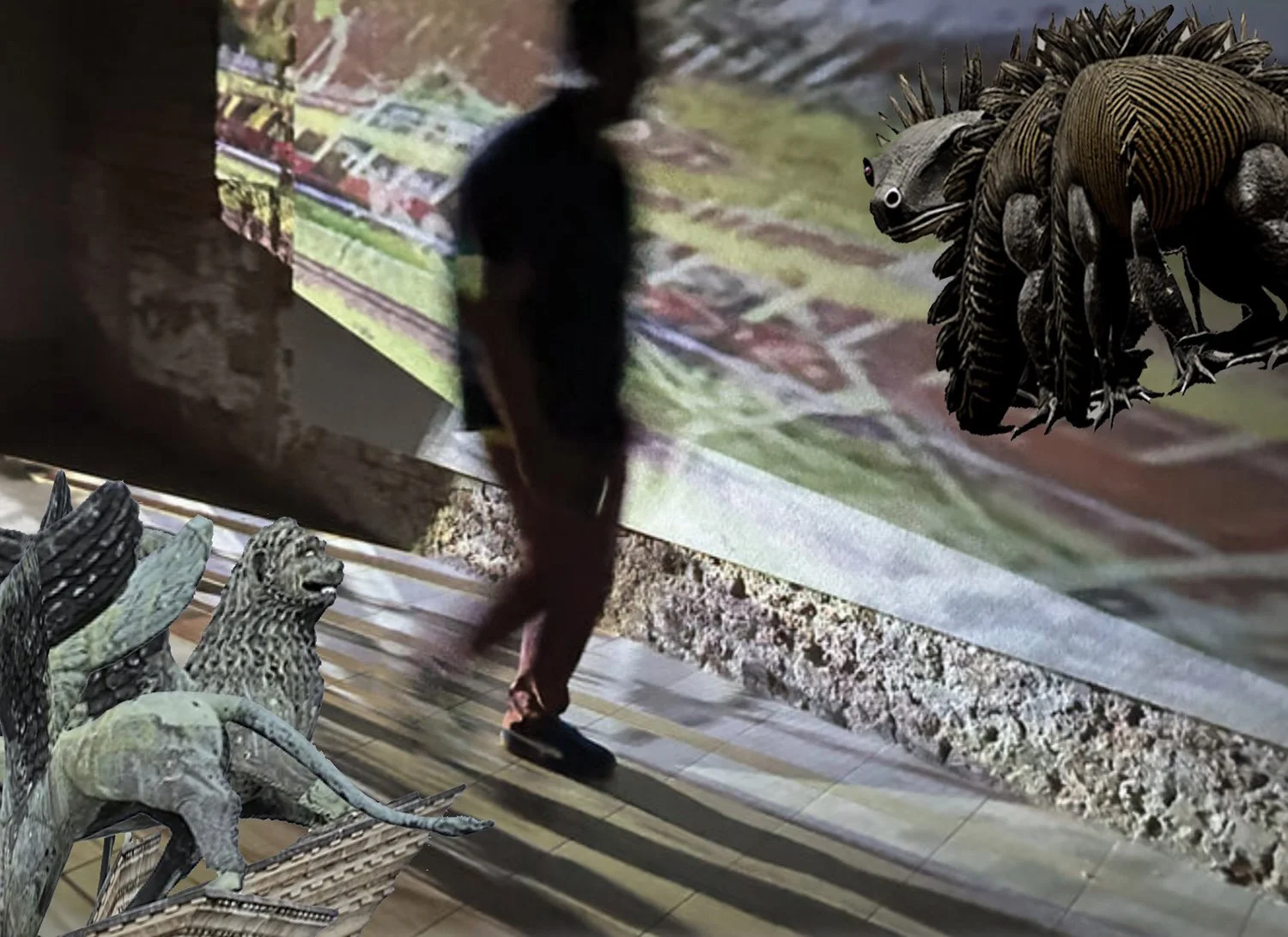    Bridges Edges,   2024, in collaboration with Eugene Ahn, interactive video installation with augmented reality features, dimensions variable, artespaziotempo, Venice, Italy, curated by Camilla Boemio 