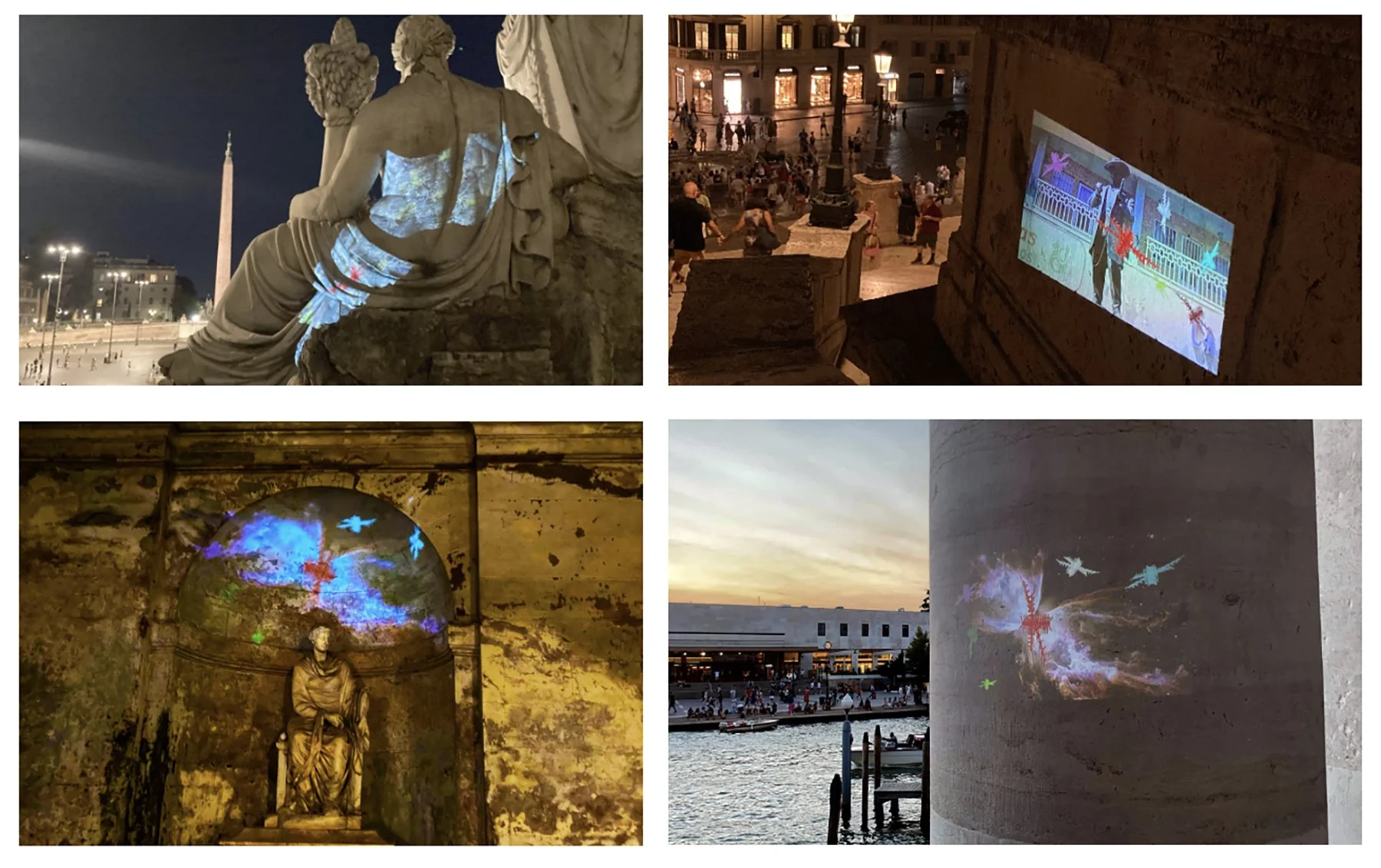    Revolutions Generators series  , 2022, in collaboration with Eugene Ahn, video projection intersections, Rome and Venice, Italy, dimensions variable 