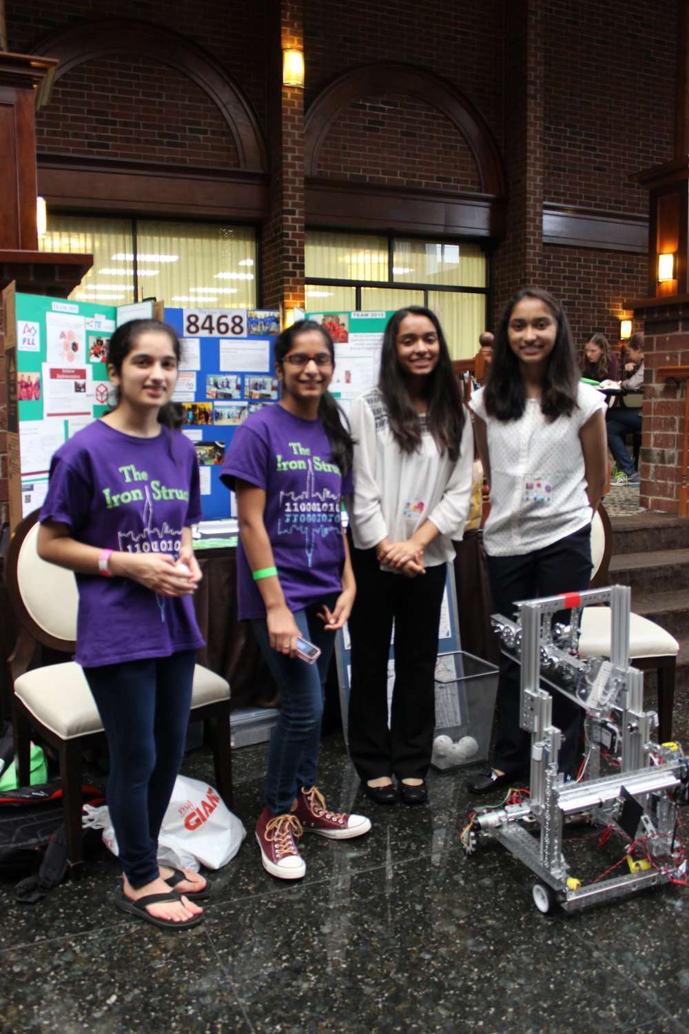  Krittika, Susan, Sarah, Rachael, and the demo robot. Girls World Expo, October 2016. 