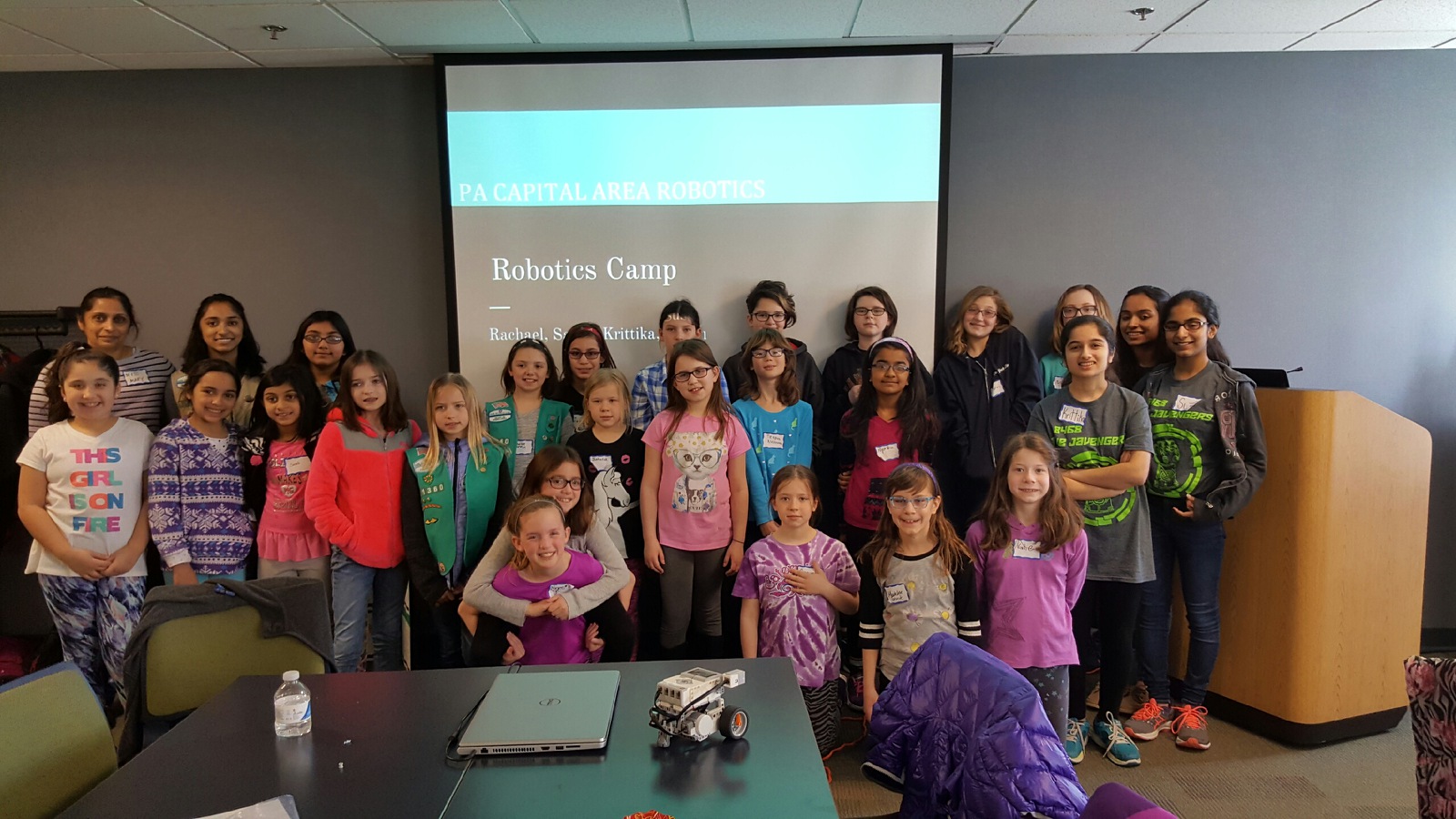 All the amazing participants of our camp! Girls rock! Girls Robotics Camp, March 2017.