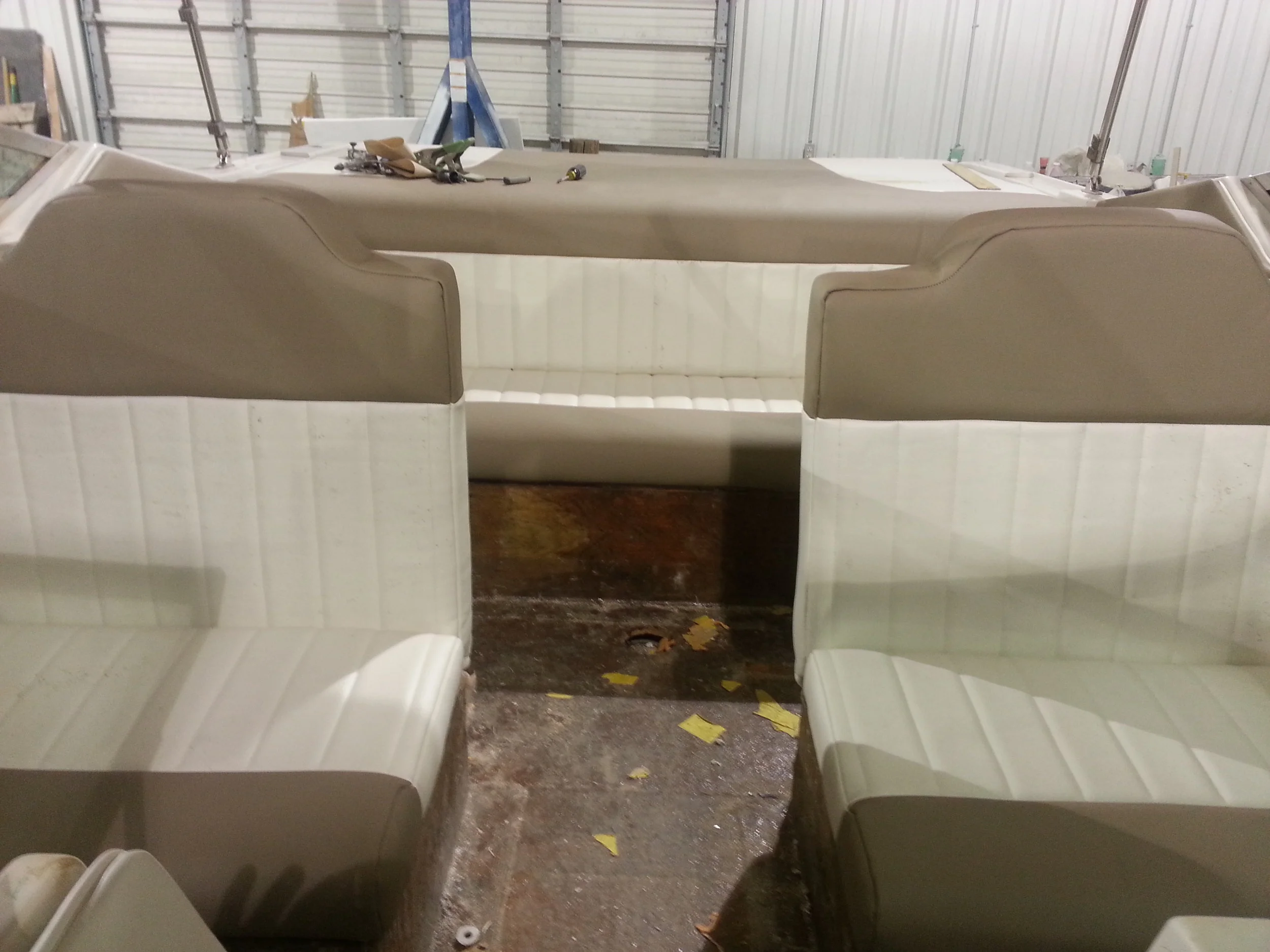 custom upholstery and sewing for marine and automotive interiors in michigan and canada and ohio with vinyl and leather furniture