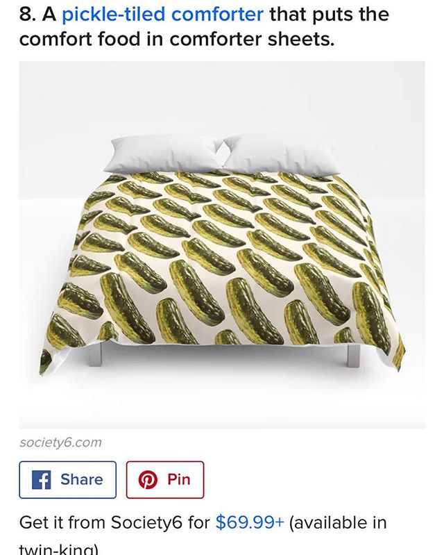 Featured in a @buzzfeed #pickle themed gift guide! I&rsquo;m a bed-sweater so I can appreciate comfortable #pickling 😂