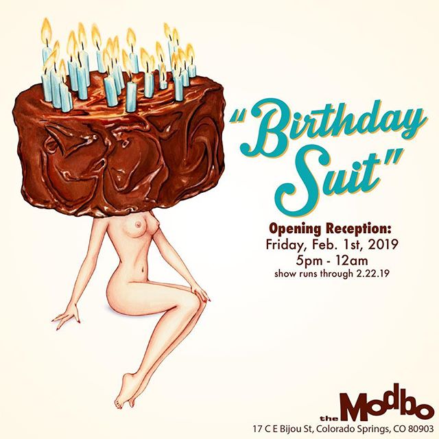 You&rsquo;re invited! 
If you are in the #ColoradoSprings area this Friday please join me for the opening of my solo show, &ldquo;Birthday Suit&rdquo; at @themodbo ! Come enjoy some art &amp; cake just in time for my 29th 🎂

Lots of new paintings, o