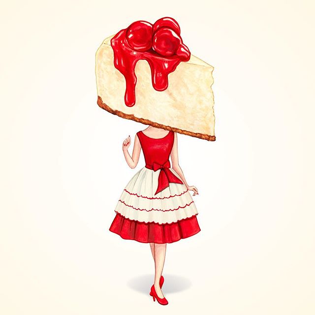Making her gallery debut this evening at @themodbo :
&ldquo;Cake Head Pin-Up: Cherry Cheesecake&rdquo; 
If you&rsquo;re in Colorado Springs this evening be sure to make it to my opening!
