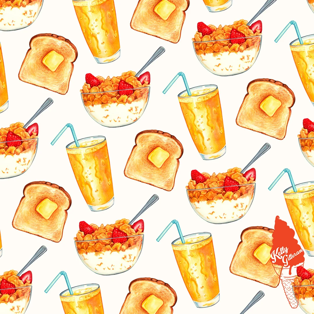 “Breakfast Pattern - White” 2018.