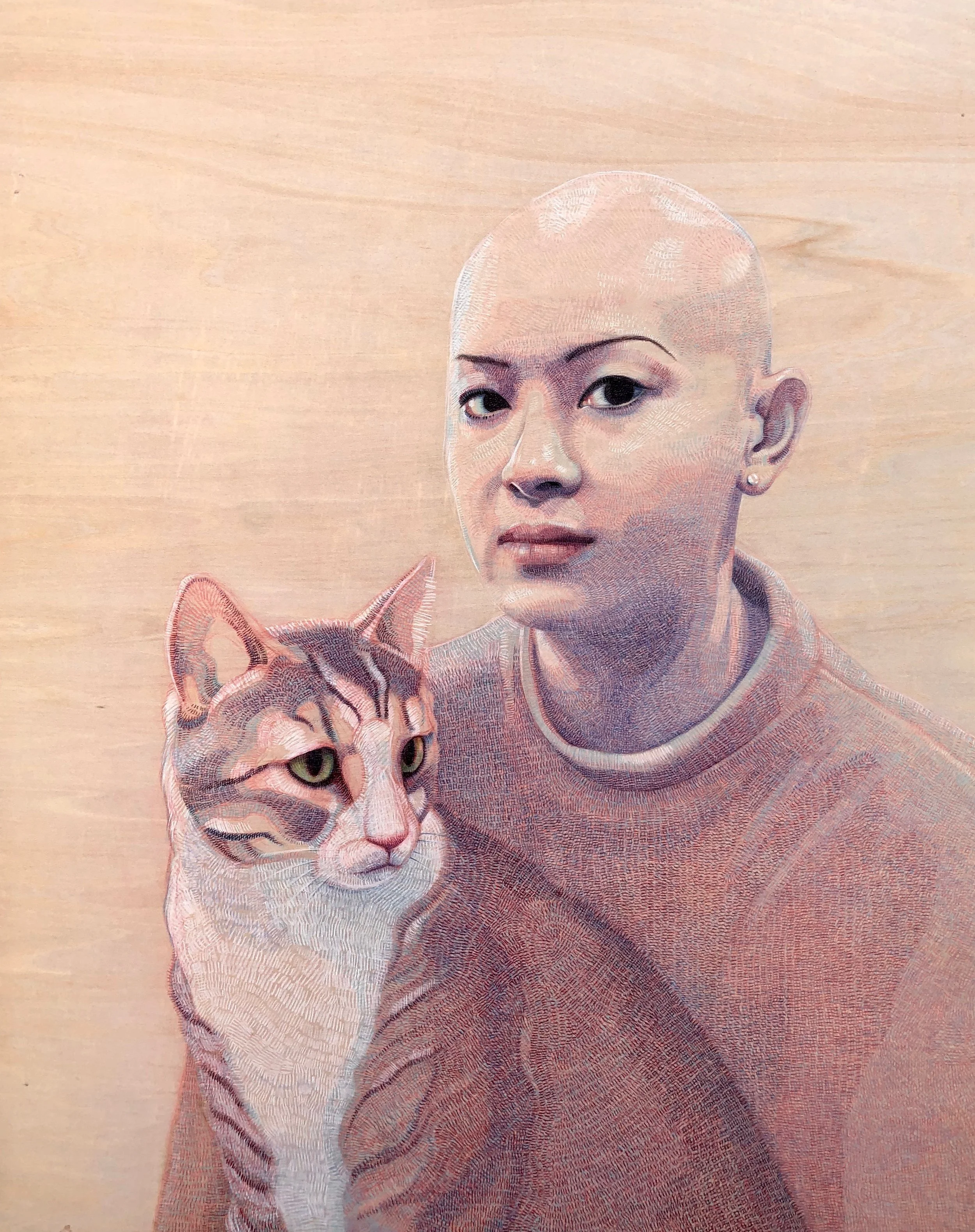 Michelle / pencil on plywood / 500x400mm / 2019