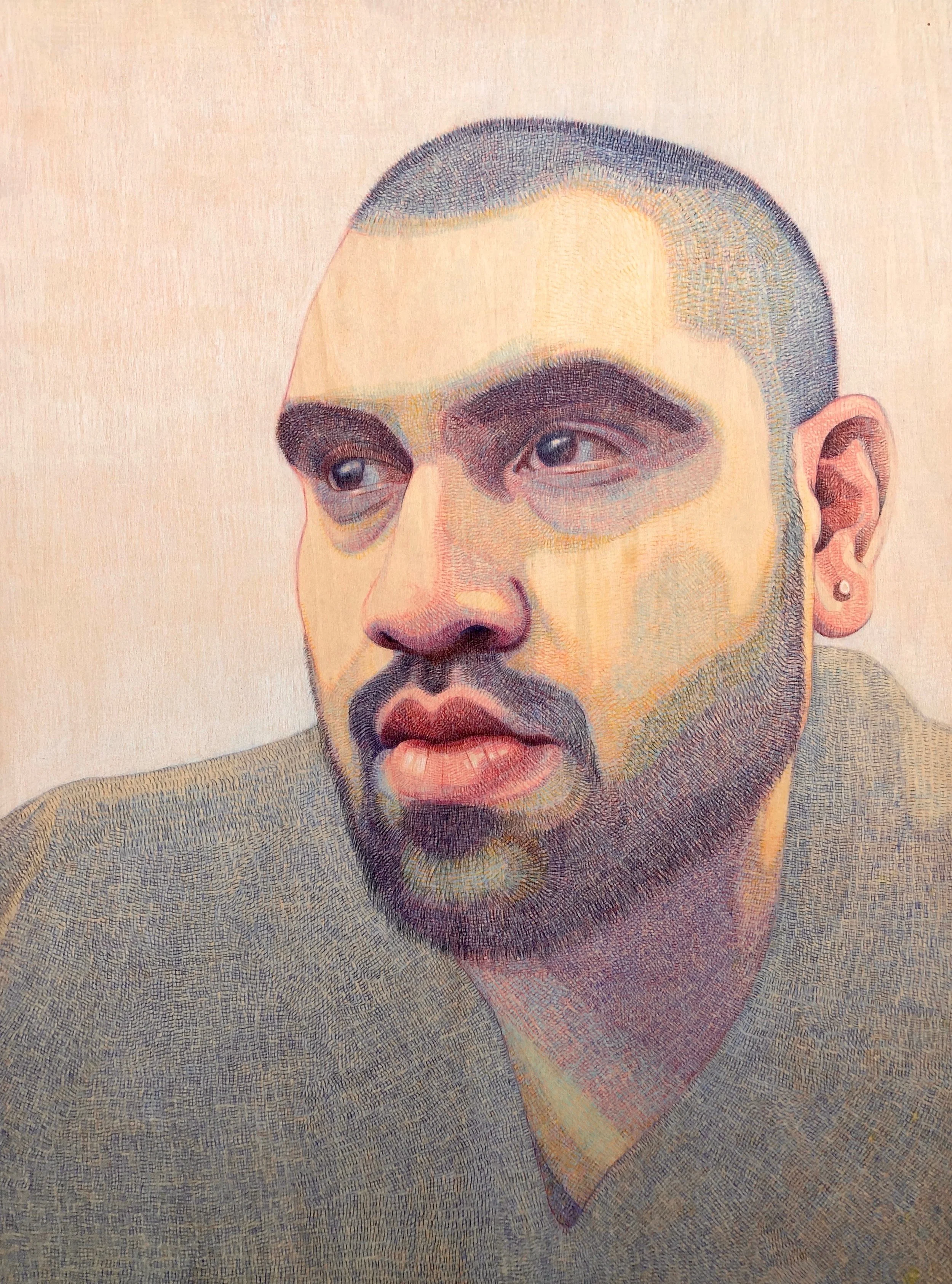 Omar / coloured pencil and acrylic on plywood / 400x300mm / 2019