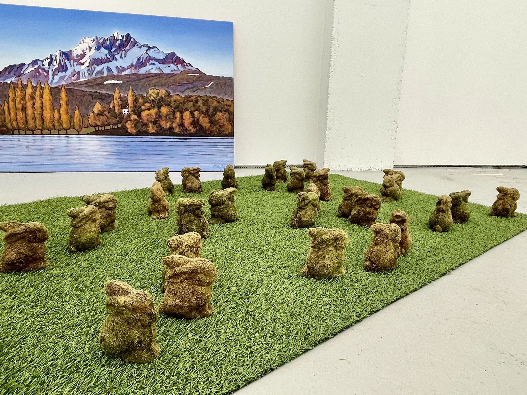 Installation Galerie Kriens,  Gruppenausstellung, “Ab auf den Pilatus” 2024 (Pilatus Bild von Bruno Müller-Meyer) 