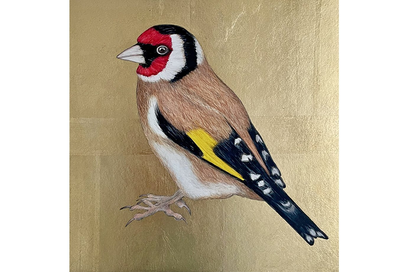  Aquarell-Farbstifte auf Goldgrund, 30x30 cm 