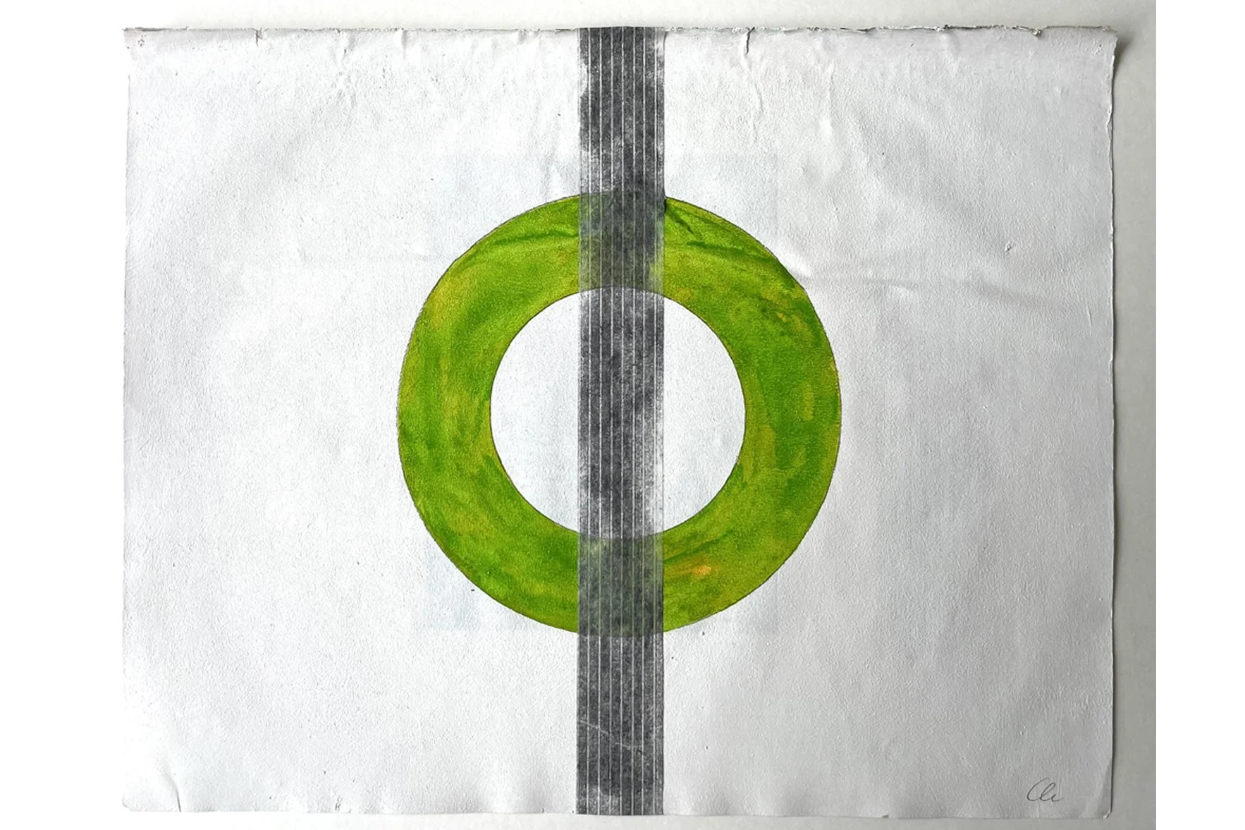  Kreis, Aquarell u Graphit-Streifen auf Papier, 22,5 x 28,5 cm 