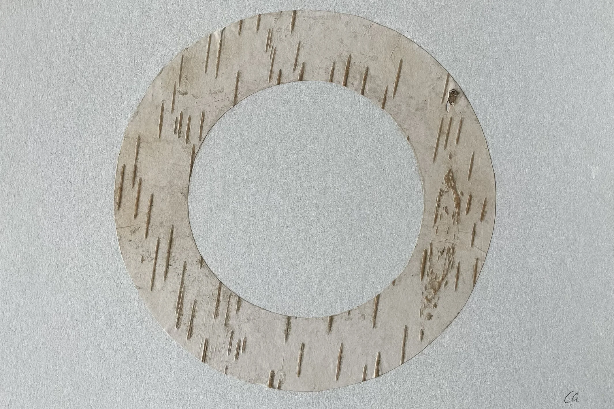  Kreis, Birkenrinde, Acryl auf Karton, 27,5x40cm 