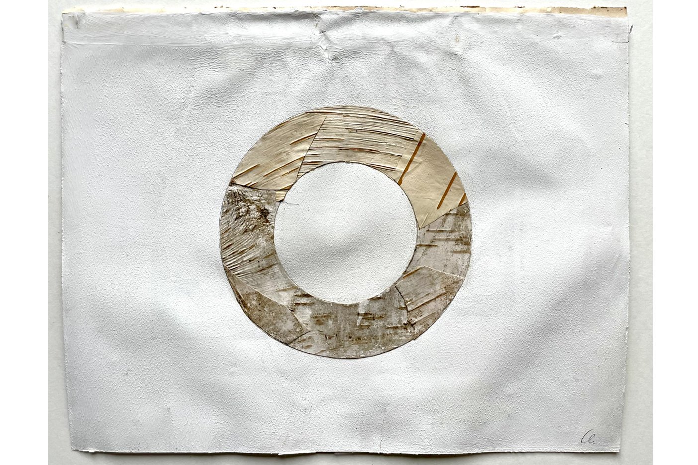  Kreis, Birkenrinde, Acryl auf Papier 4, 22,5 x 28,5 cm 