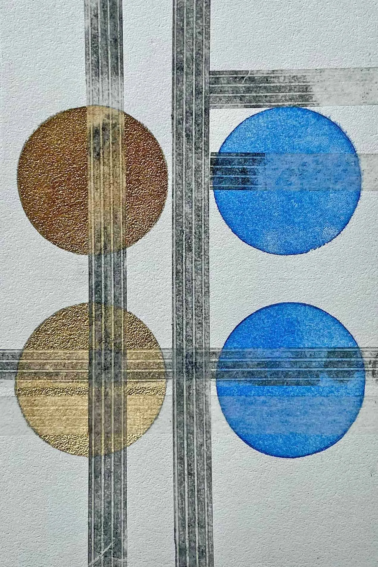  Kreise, Collage auf Karton 2, 19x13 cm 