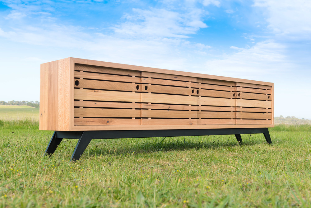 This is the Gibson blackbutt sideboard by Bombora Custom Furniture , in Torquay VIC. It’s recycled Blackbutt, finished in natural oil and wax. The custom design has clean lines and highlights the natural beauty of the timber.