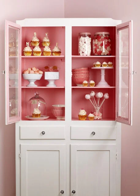 Paint the inside of your pantry cupboard pink, for something sweet. Cakewalk Baking