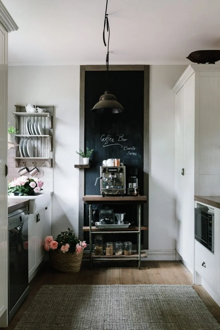 Country kitchen: Coffee Zone | wellness accommodation in central Victoria: Acre of Roses | Styling: Belle Bright Project