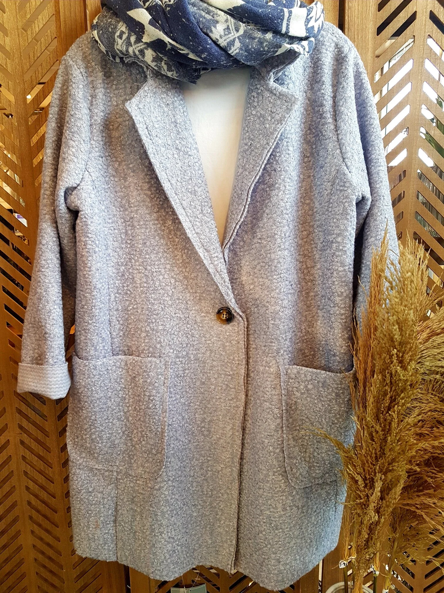 grey boiled wool coat