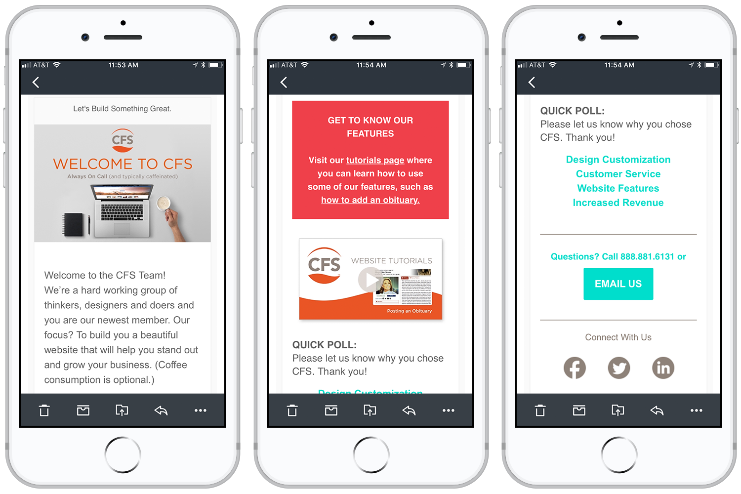 In addition to teaching our clients, we wanted to better communicate new features and provide more value. I began a series of email newsletters which highlighted technology updates and newsworthy items which I sourced.