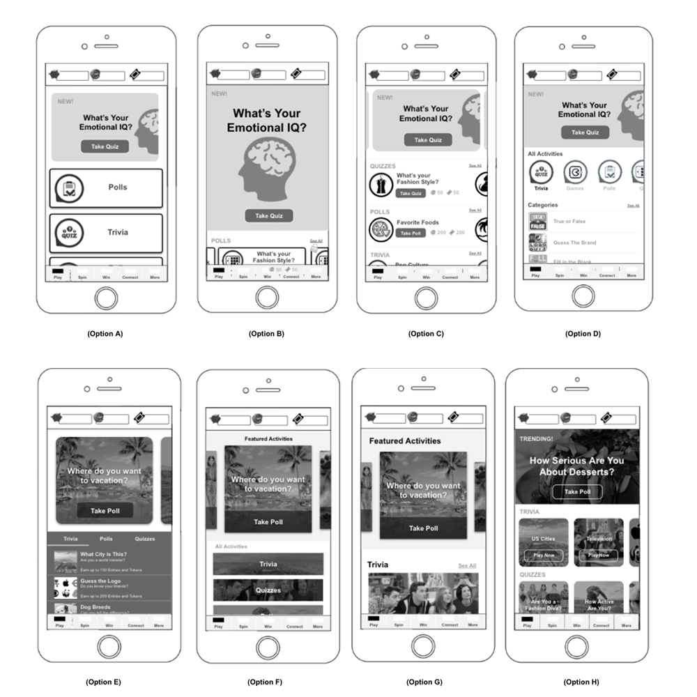 Once we had a direction we began to lay out the user flows. Still a work in progress, this exercise helps everyone on the team understand how the app functions and how the user moves through it. This iterative process facilitates business discussion and aids decision making. Ultimately most of the use cases get worked out early on resulting in an easier hand off to the creative and dev teams.