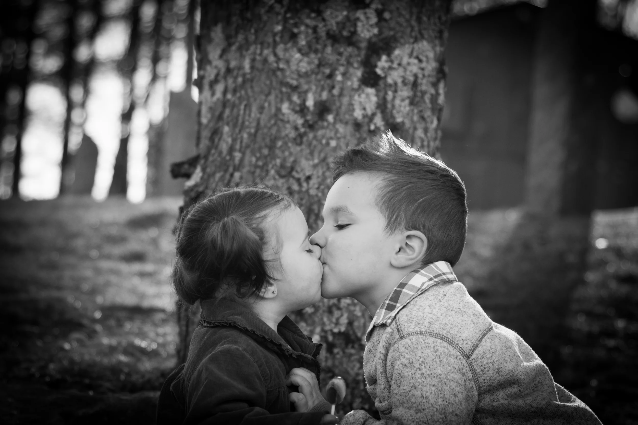 Brother and Sister Kissing