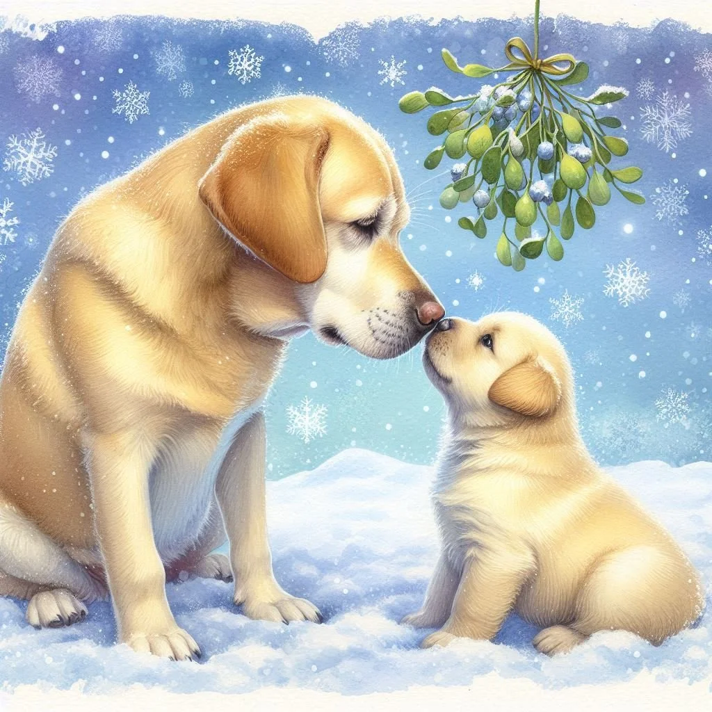 Yellow Lab Puppy Christmas Card