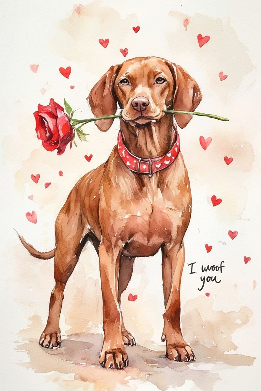 Large Vizsla Valentine Card