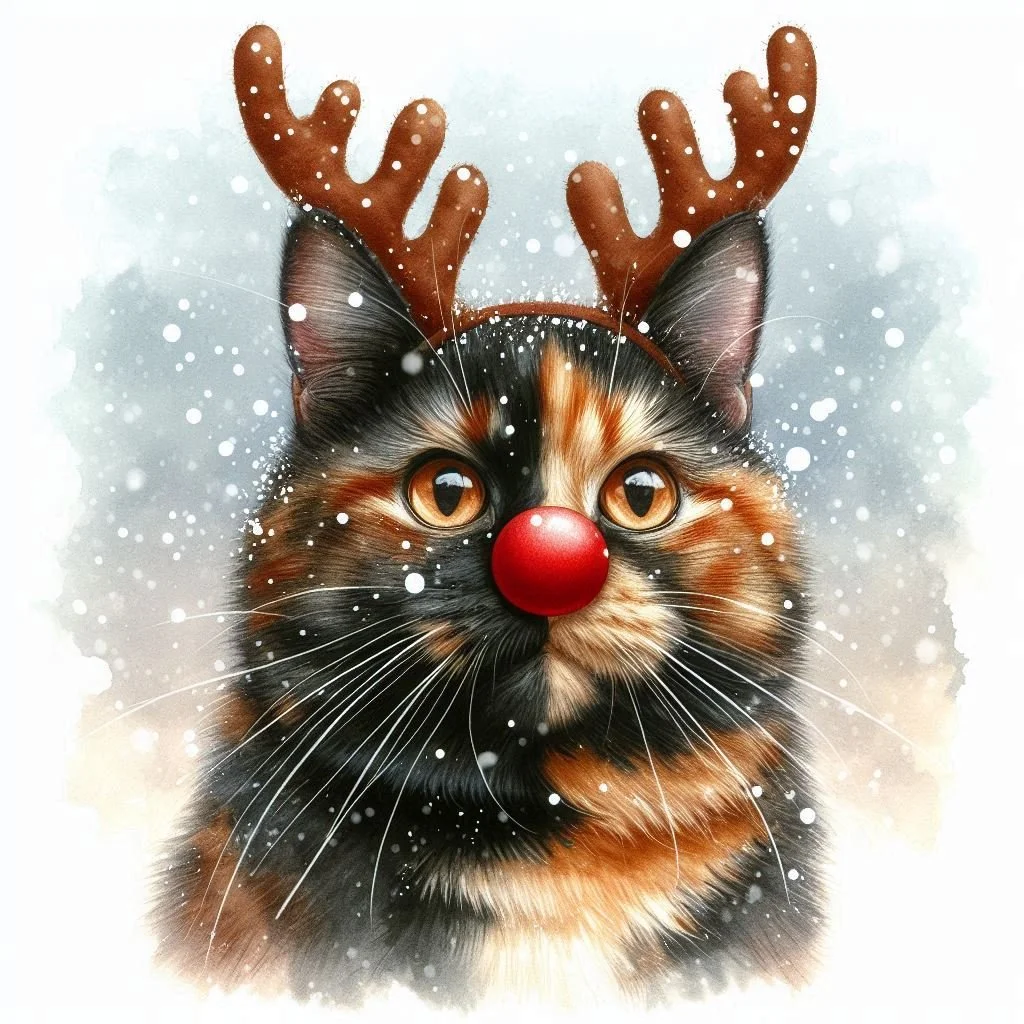 Tortoiseshell Cat Christmas Card Pack