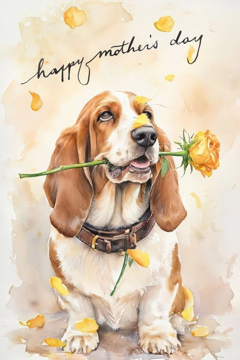 Basset Hound Mothering Sunday Card