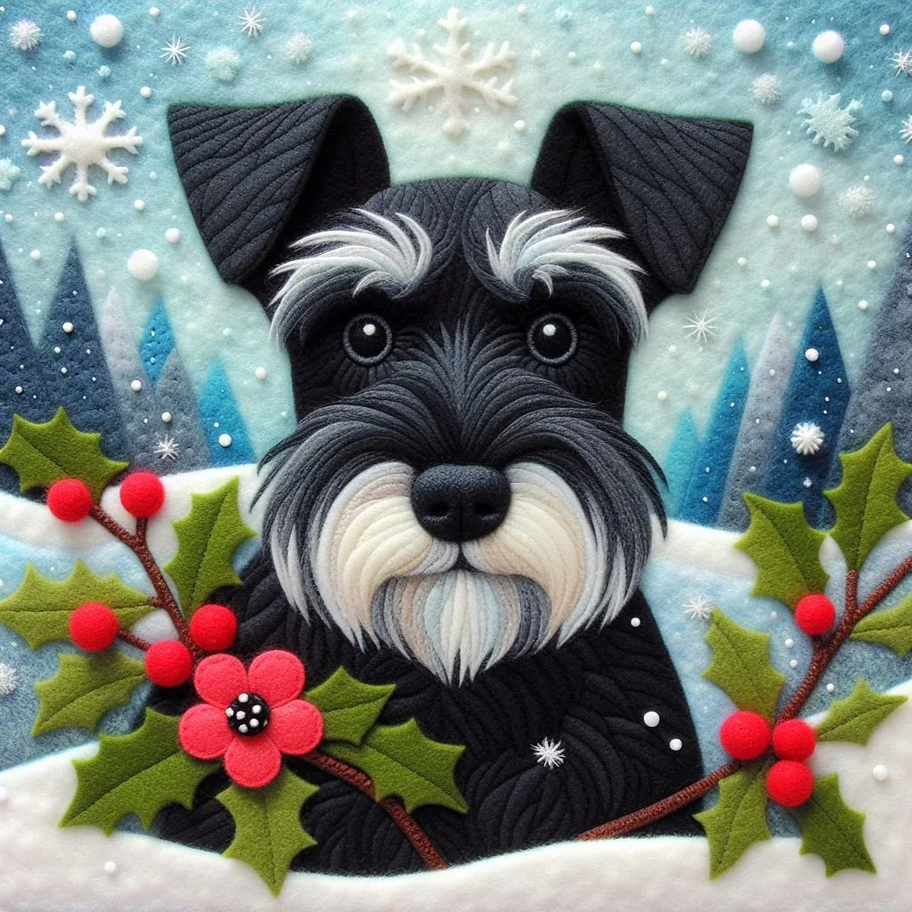 Felt Schnauzer Christmas Card