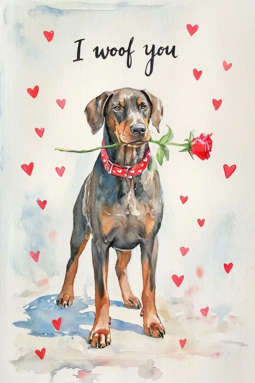 Large Doberman Valentine Card