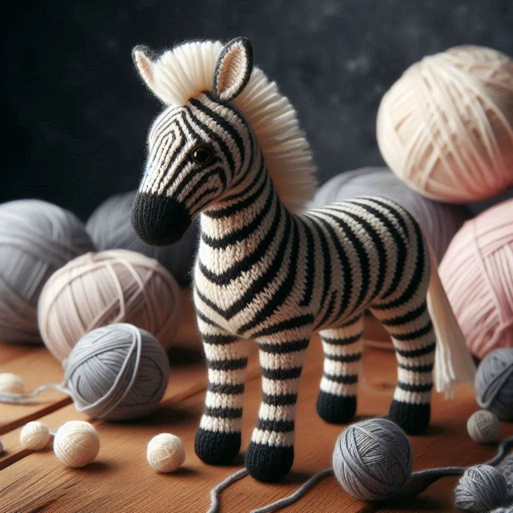 Knitted Zebra Greeting Card