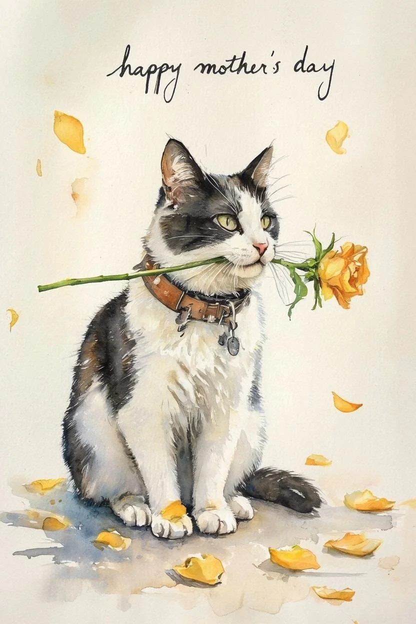 Black and White Cat Mothering Sunday Card