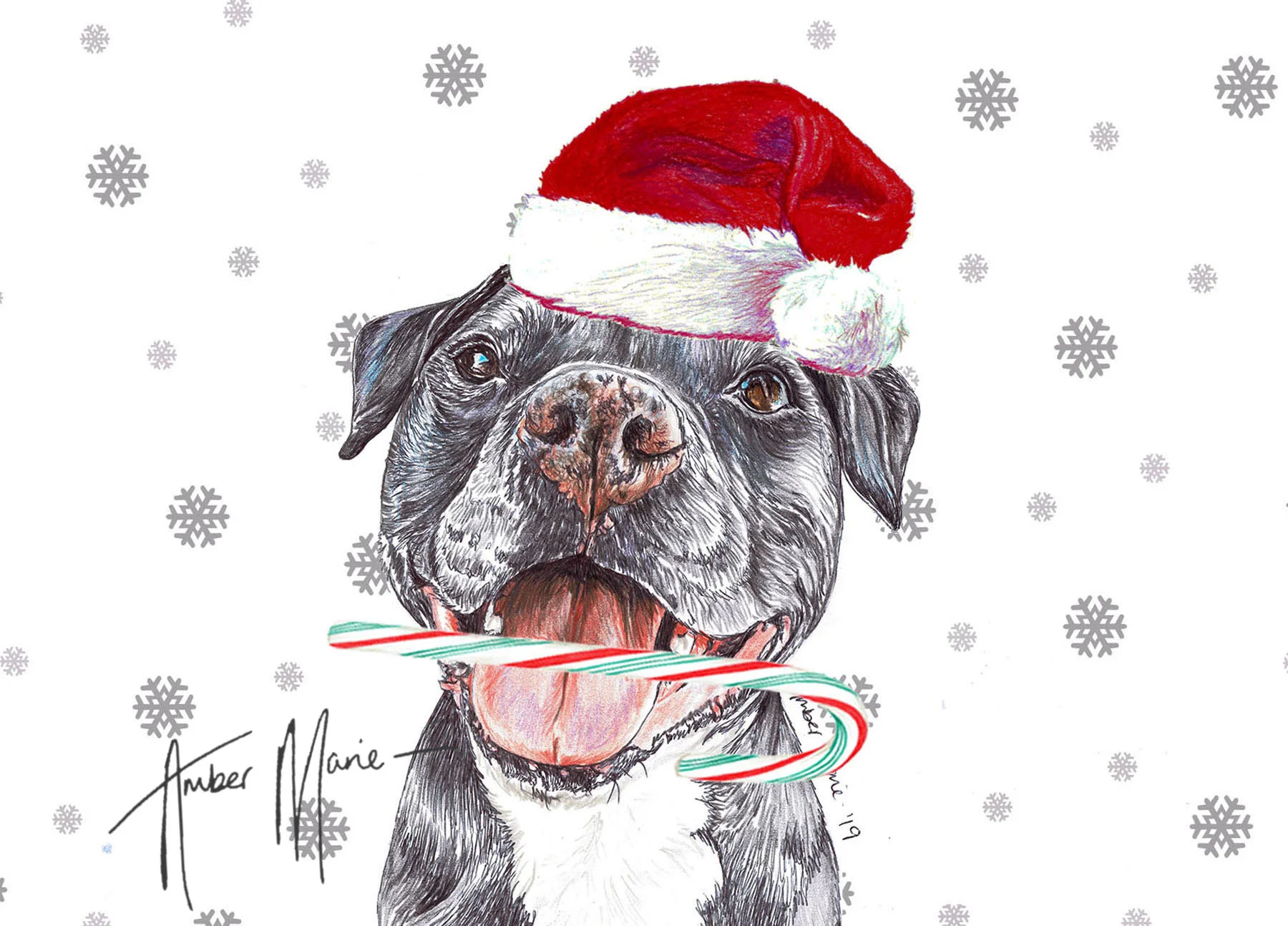 Weihnachtskarte Vom Hund (Staffordshire Bullterrier) – 148x148 Mm, Hochwertig, Innen Leer – UK Made