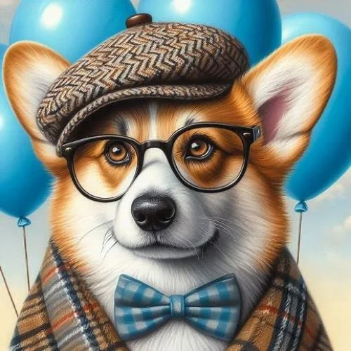 Corgi with cap card