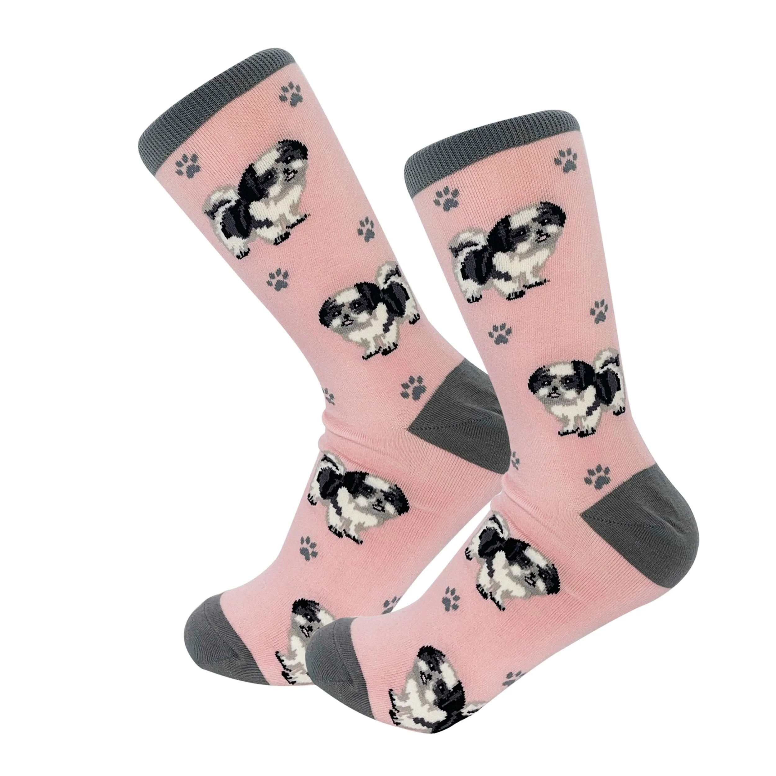 Black and White Shih Tzu Socks