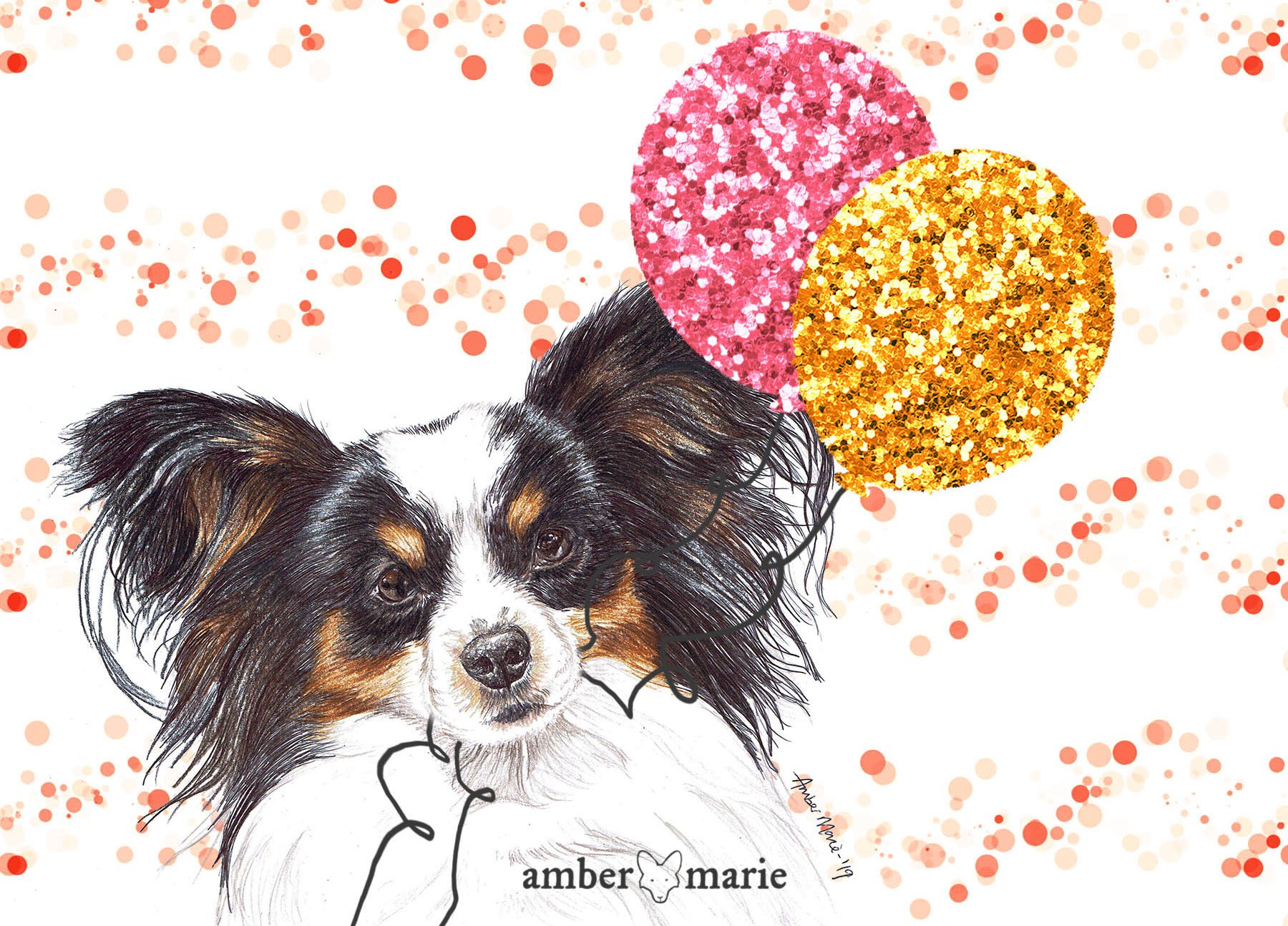 Papillon Birthday Card