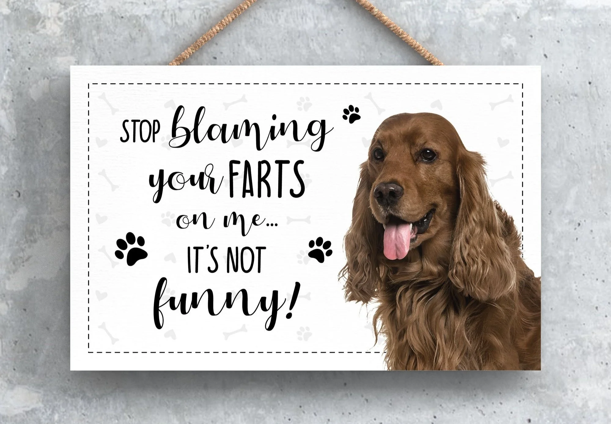 Brown Cocker Spaniel Fart Sign