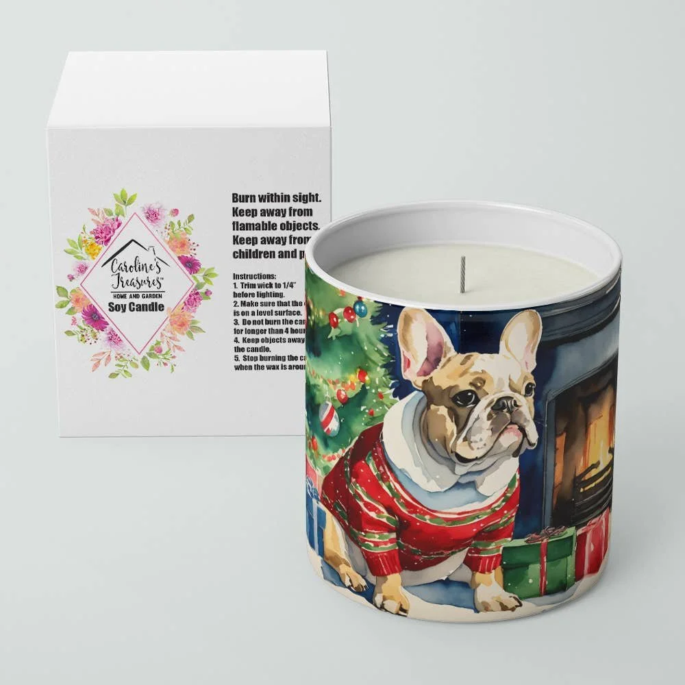 Frenchie Christmas Candle