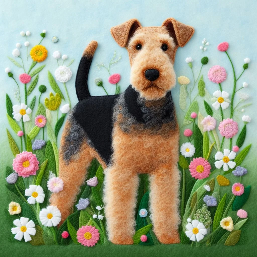 Felt Airedale Terrier Birthday Card
